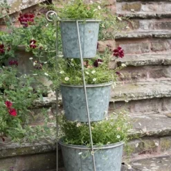 Tiered Corner Stand With Three Galvanised Pots 8 Tiered Corner Stand With Three Galvanised Pots -Plant Verdant Sales pr2000027862 card4 lg