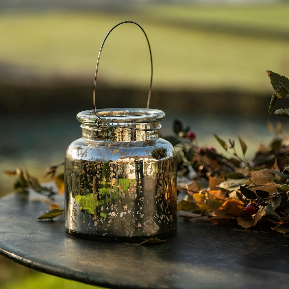 Mercury Glass Jar Lantern 6 Mercury Glass Jar Lantern - Image 6