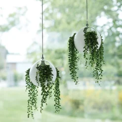White Sphere Air Plant Hanging Planter