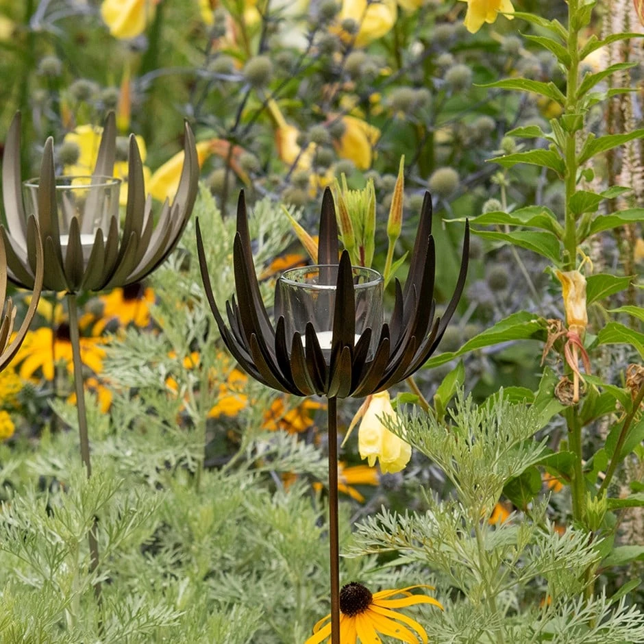 Flower Stake Tealight Holder - Antique Bronze 1 Flower Stake Tealight Holder - Antique Bronze