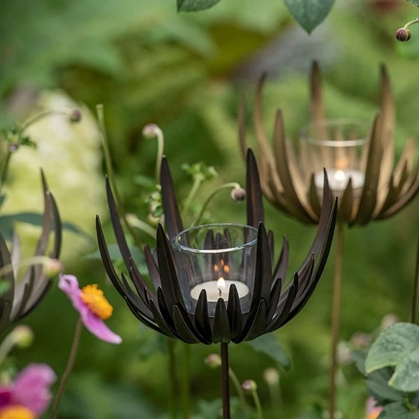 Flower Stake Tealight Holder - Antique Bronze 2 Flower Stake Tealight Holder - Antique Bronze - Image 2