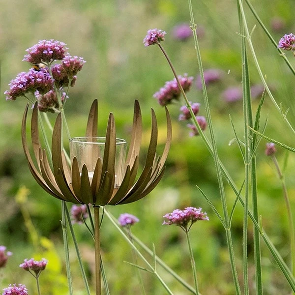 Flower Stake Tealight Holder - Antique Brass 3 Flower Stake Tealight Holder - Antique Brass - Image 3