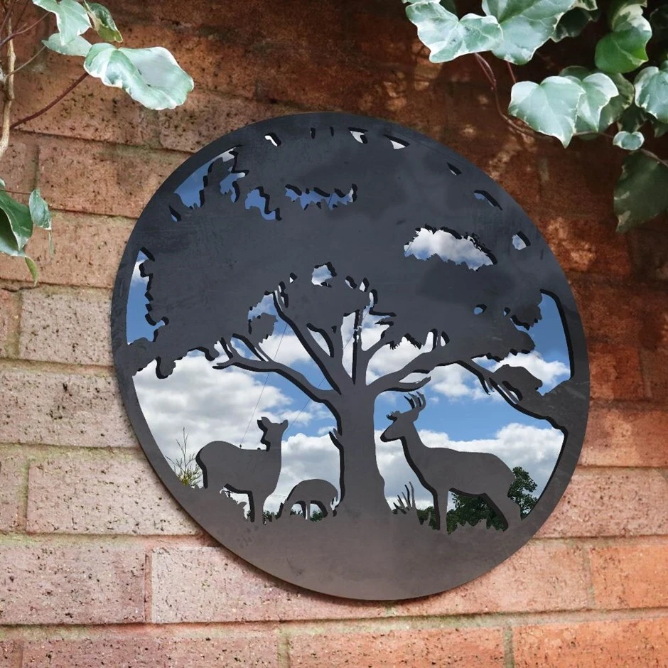 Black Metal Round Garden Mirror 1 Black Metal Round Garden Mirror