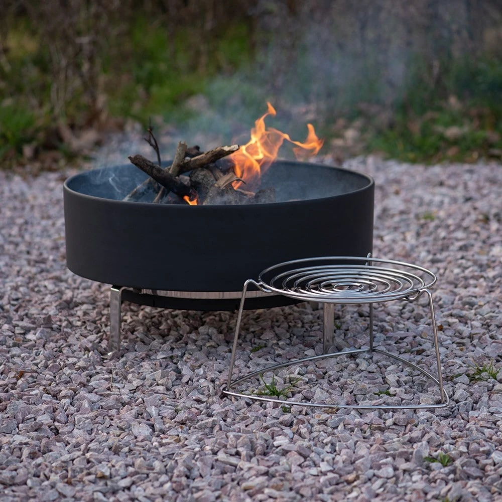 Fire Pit With Free Standing Cooking Grill - Stainless Steel Base 2 Fire Pit With Free Standing Cooking Grill - Stainless Steel Base - Image 2