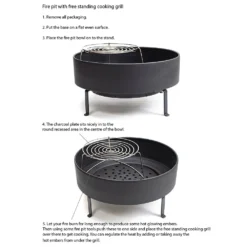 Fire Pit With Free Standing Cooking Grill - Stainless Steel Base 13 Fire Pit With Free Standing Cooking Grill - Stainless Steel Base -Plant Verdant Sales pr2000041712 card6 lg
