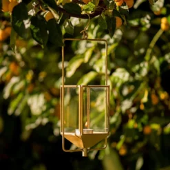 Hanging Tealight Lantern - Brass
