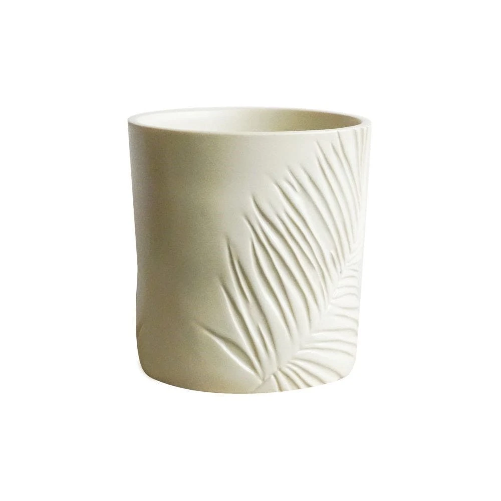 Stoneware Palm Plant Pot - Ivory 2 Stoneware Palm Plant Pot - Ivory - Image 2