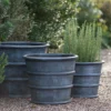 Greystoke Ribbed Planter - Aged Zinc