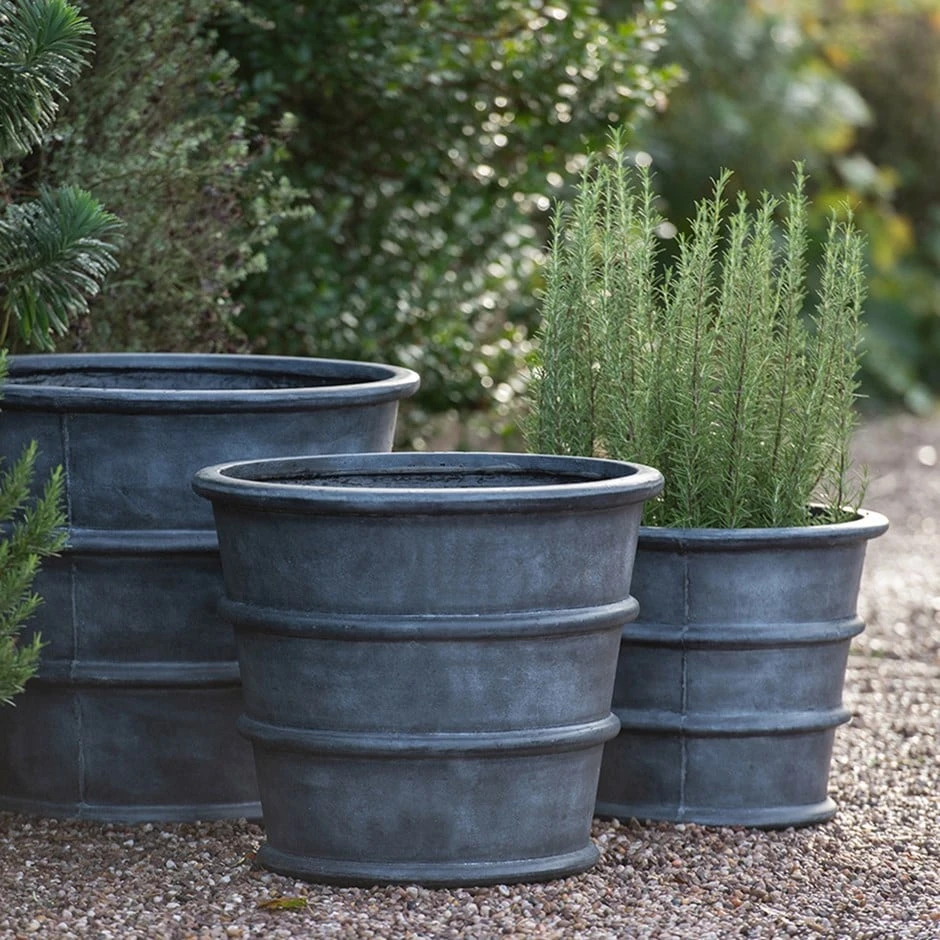 Greystoke Ribbed Planter - Aged Zinc 1 Greystoke Ribbed Planter - Aged Zinc