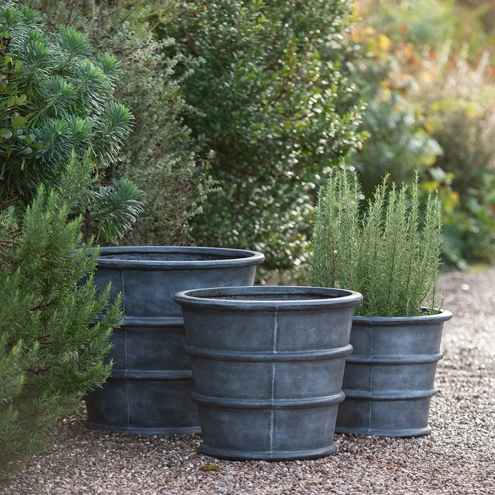 Greystoke Ribbed Planter - Aged Zinc 2 Greystoke Ribbed Planter - Aged Zinc - Image 2