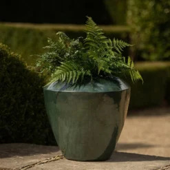 Glazed Terracotta Feature Pot - Moss Green